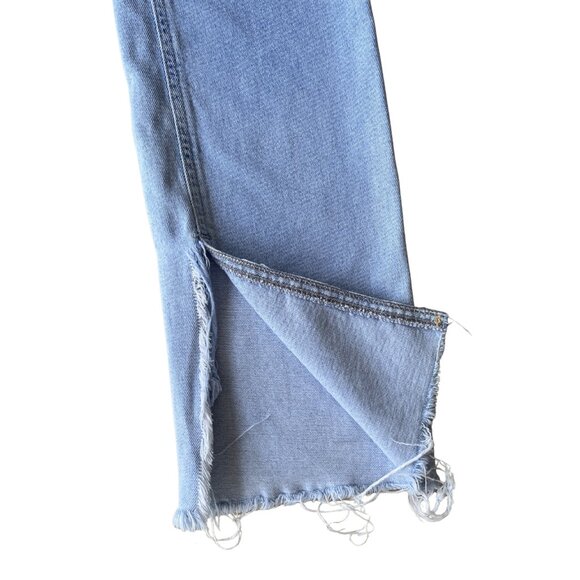Zara Women’s High Rise Split Flare Jeans Sz 4 Light Wash Distressed Raw Hem Y2K - Picture 12 of 14